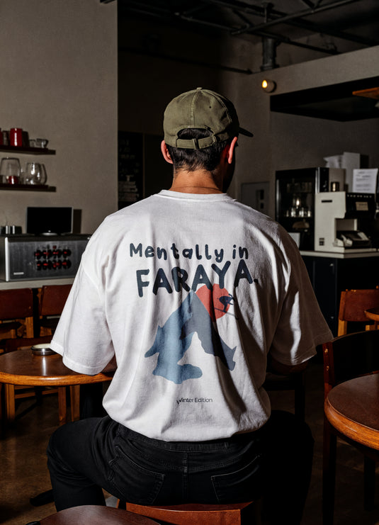 Mentally in Faraya Lebanese winter culture graphic t-shirt by The Bargain LB