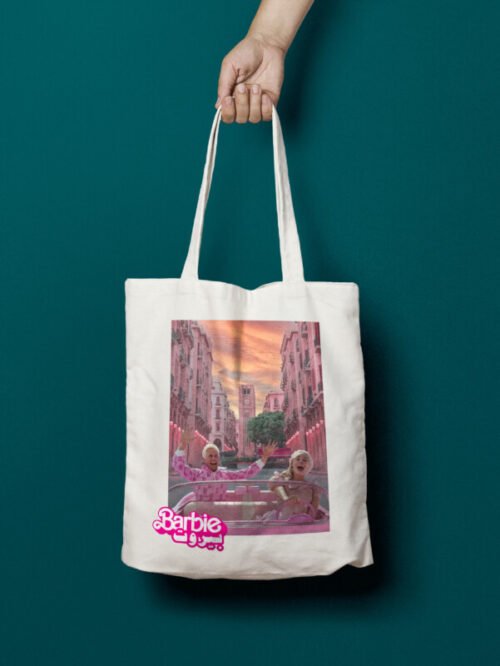 Barbie X Downtown Beirut tote bag — premium Lebanese streetwear accessory by The Bargain LB