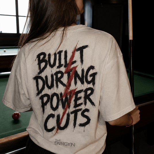 Built During Power Cuts Oversized Tee by The Bargain LB