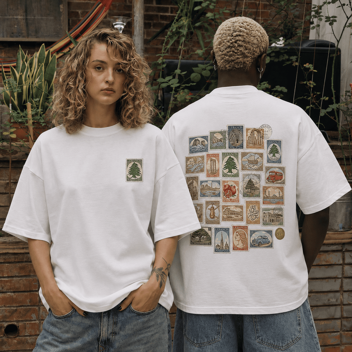 Lebanon Vintage Stamps - T-Shirt - The bargain lb