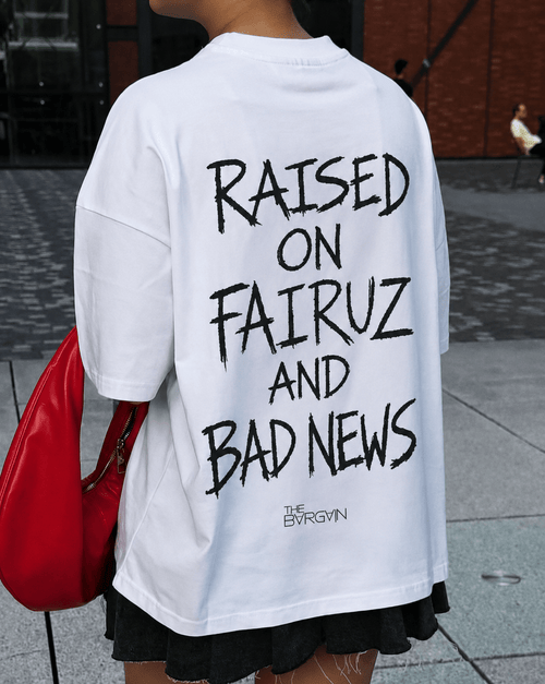Raised on Fairuz and Bad News Oversized T-Shirt by The Bargain LB