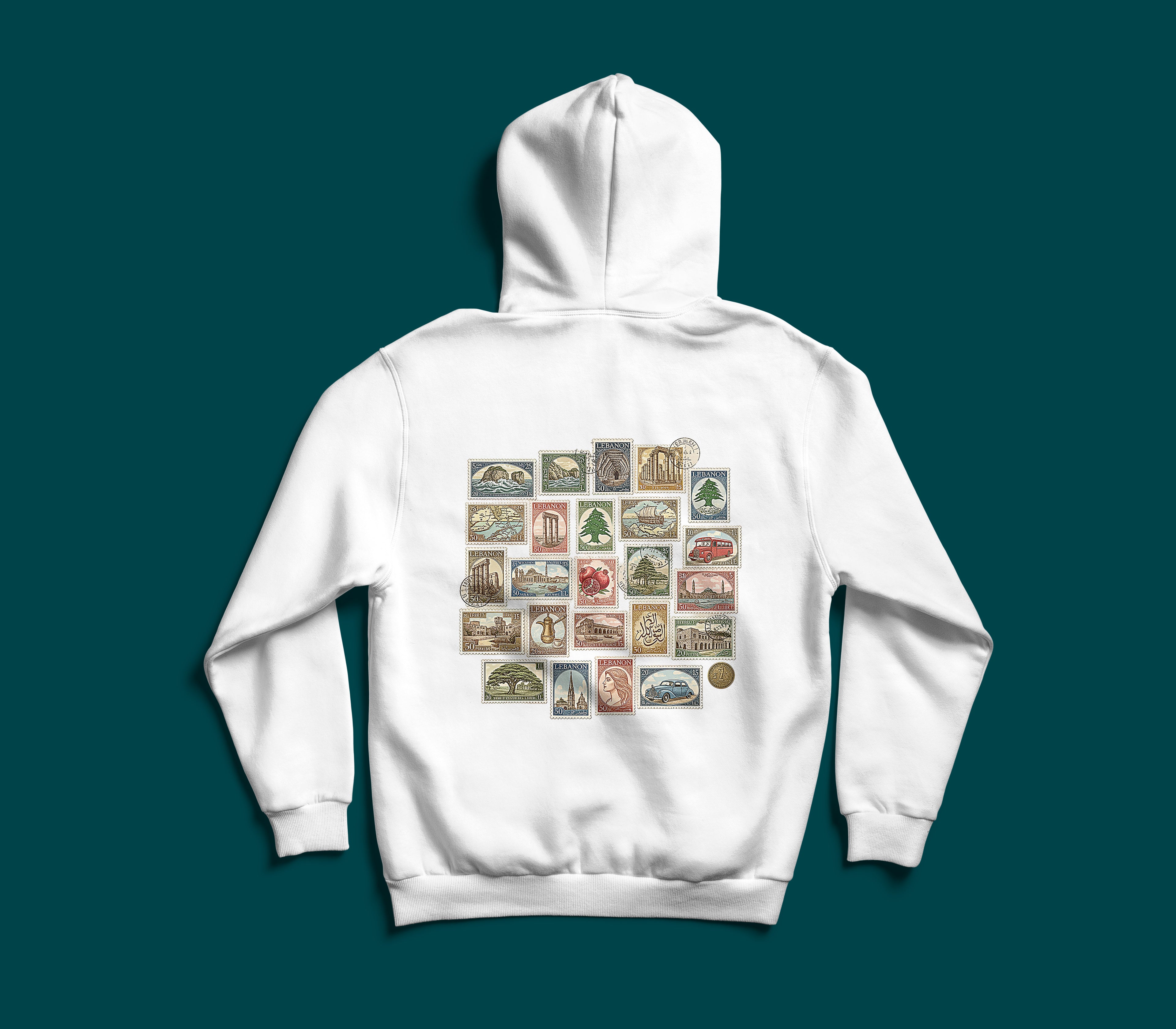 Lebanon Vintage Stamps Hoodie