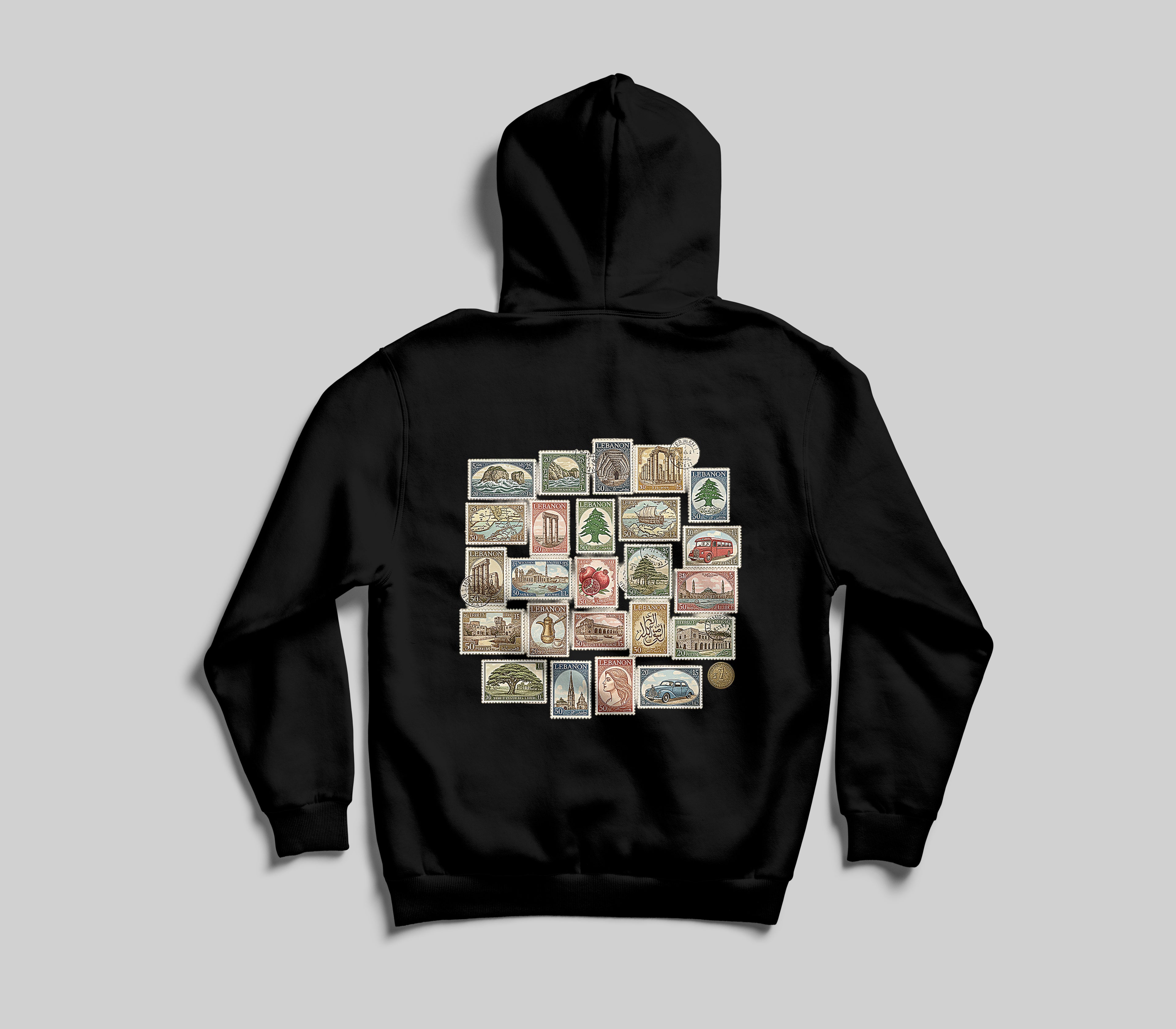 Lebanon Vintage Stamps Hoodie