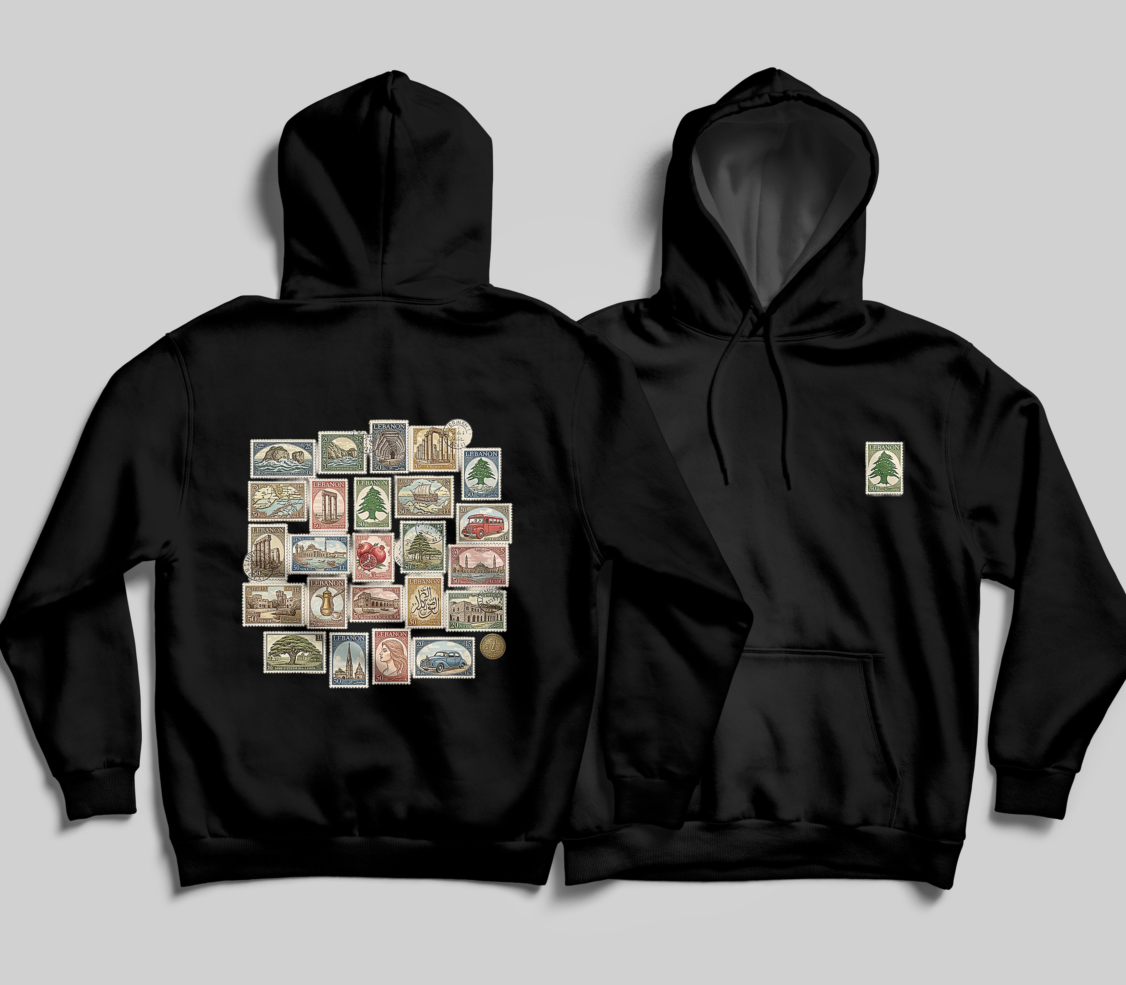 Lebanon Vintage Stamps Hoodie